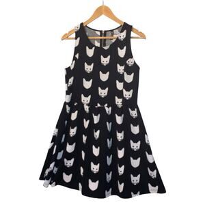 H&M Cat Mini Dress Vintage Size MED Black And White Kitty